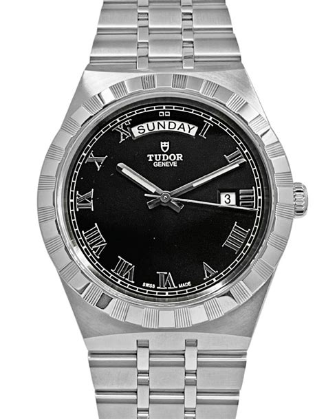 tudor style black dial|tudor royal day date 41mm.